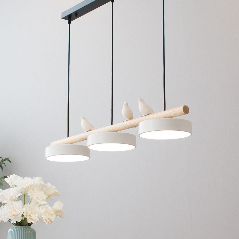 Skandinavische runde Harzvogel-Holz-lineare Insel LED-Kronleuchter-Leuchte