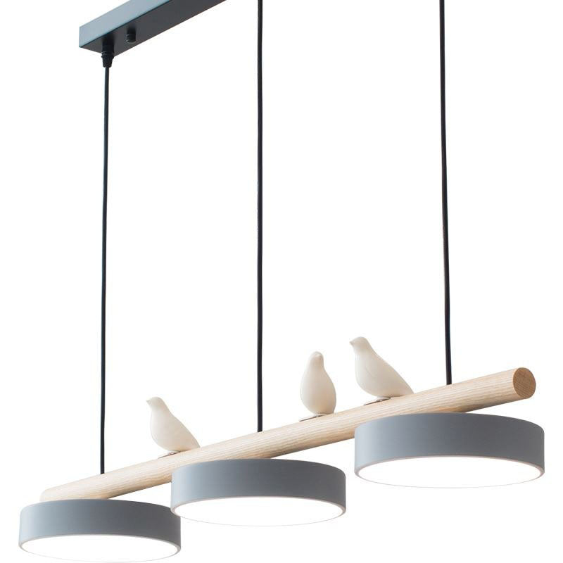 Skandinavische runde Harzvogel-Holz-lineare Insel LED-Kronleuchter-Leuchte
