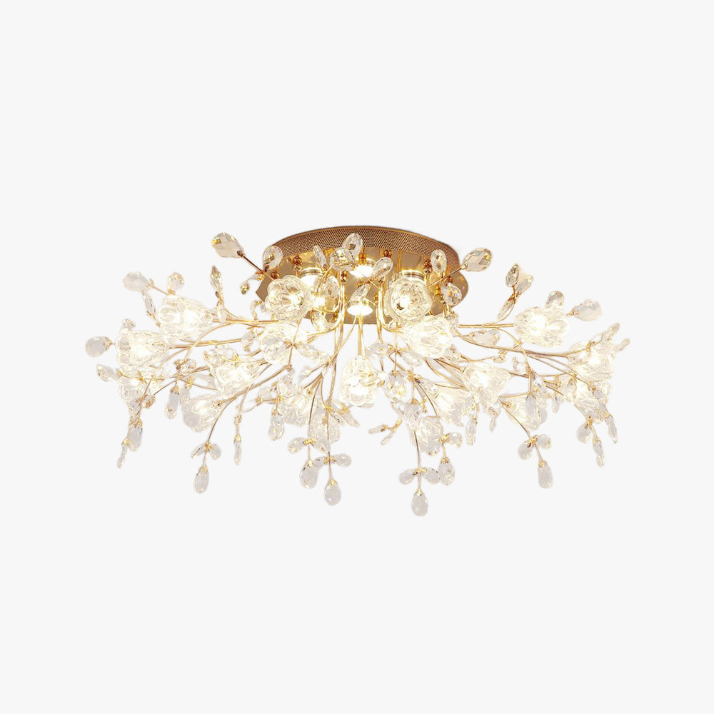 Art Deco Elegante Blumen-Deckenleuchte, Gold