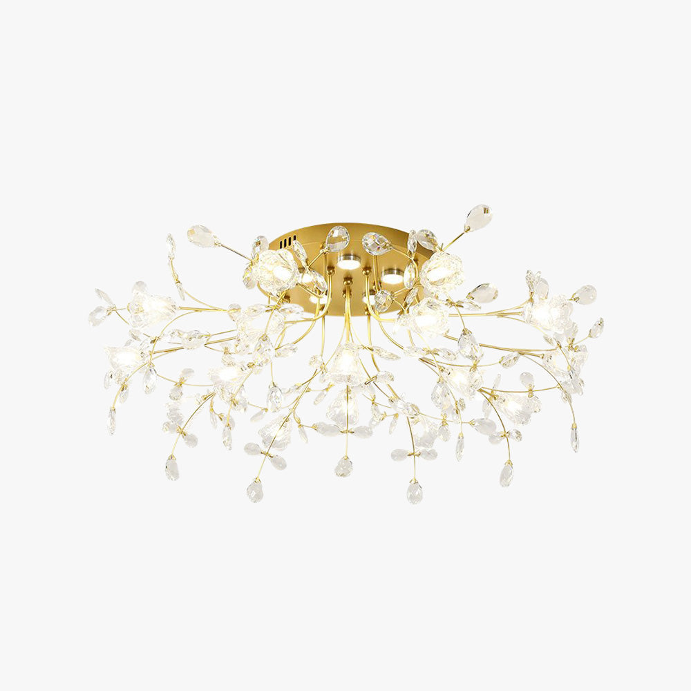 Art Deco Elegante Blumen-Deckenleuchte, Gold