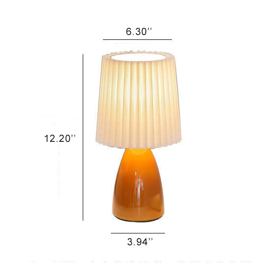 Skandinavische Retro-Faltenlampenschirm Glasfuß Licht Tischlampe
