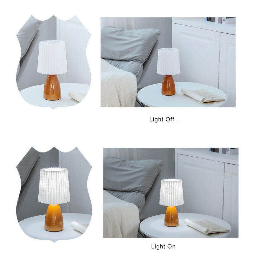 Skandinavische Retro-Faltenlampenschirm Glasfuß Licht Tischlampe