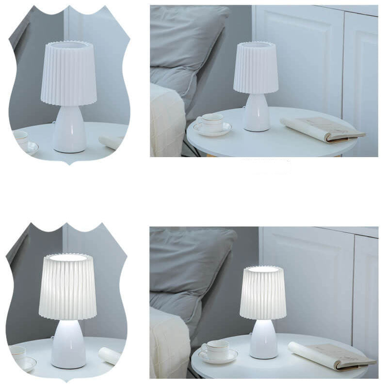 Skandinavische Retro-Faltenlampenschirm Glasfuß Licht Tischlampe