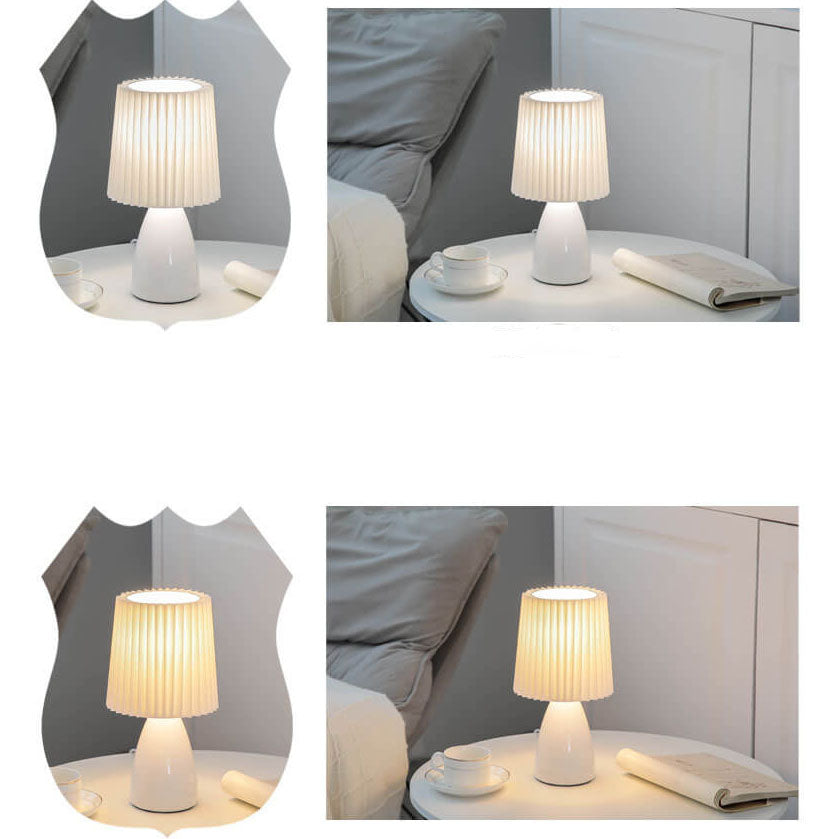 Skandinavische Retro-Faltenlampenschirm Glasfuß Licht Tischlampe