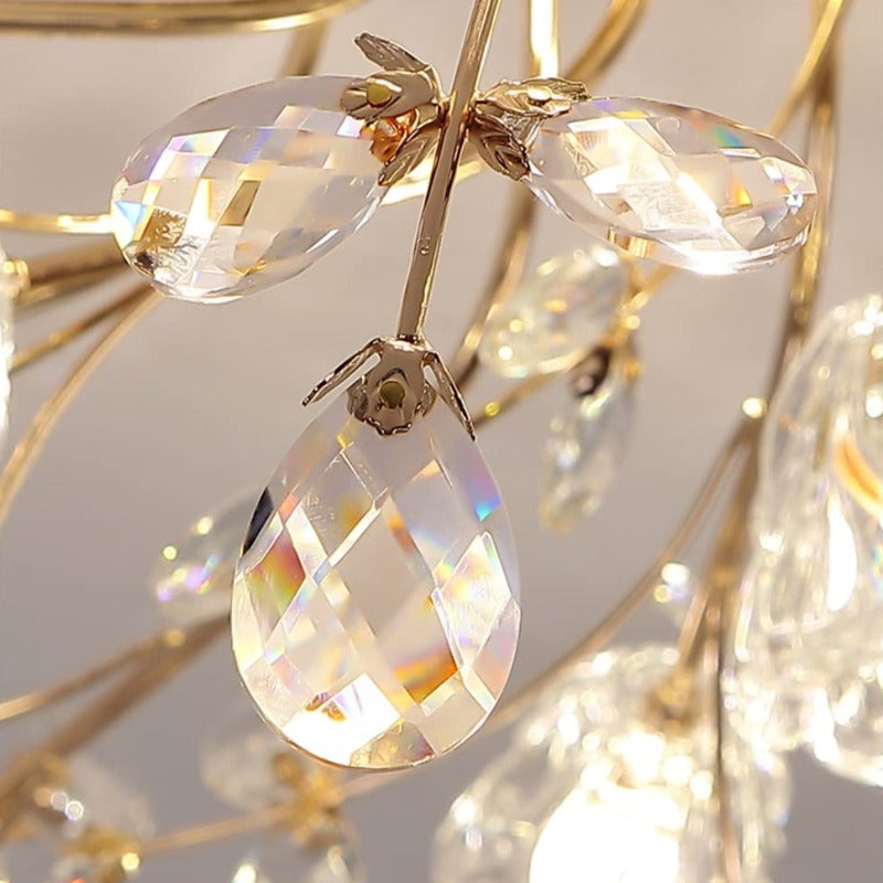Art Deco Elegante Blumen-Deckenleuchte, Gold