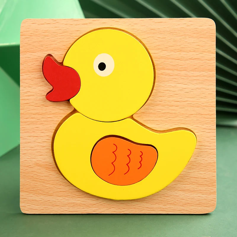 3D Wooden Cartoon Animal & Traffic Puzzle – Early Learning Educational Toy