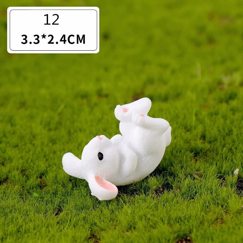 Mini Resin Bunny Figurine – 12 Styles Easter Rabbit Decoration for Garden, Cake & DIY Crafts