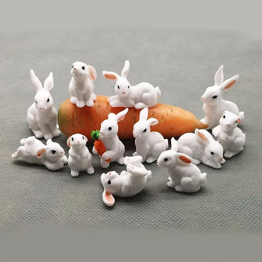 Mini Resin Bunny Figurine – 12 Styles Easter Rabbit Decoration for Garden, Cake & DIY Crafts