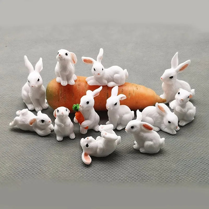 Mini Resin Bunny Figurine – 12 Styles Easter Rabbit Decoration for Garden, Cake & DIY Crafts