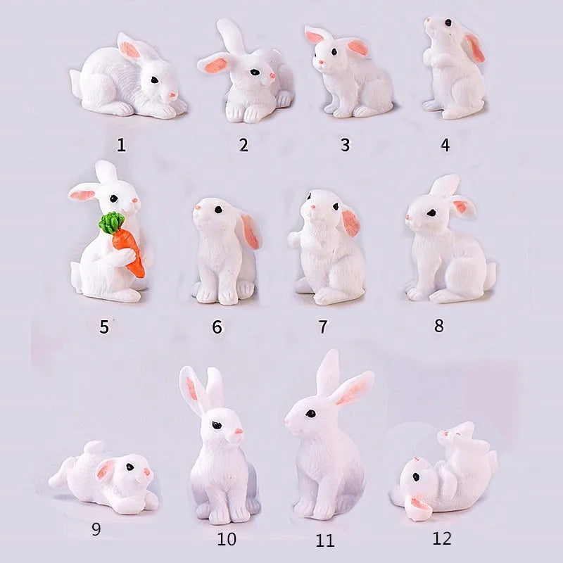 Mini Resin Bunny Figurine – 12 Styles Easter Rabbit Decoration for Garden, Cake & DIY Crafts