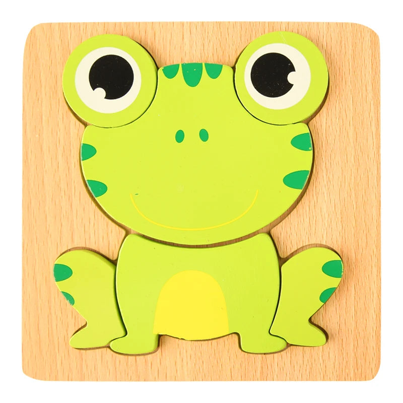 3D Wooden Cartoon Animal & Traffic Puzzle – Early Learning Educational Toy