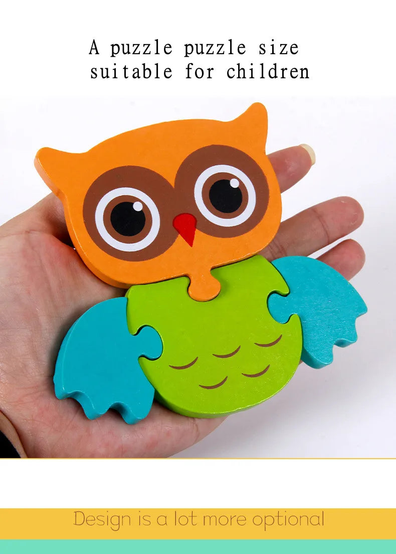 3D Wooden Cartoon Animal & Traffic Puzzle – Early Learning Educational Toy