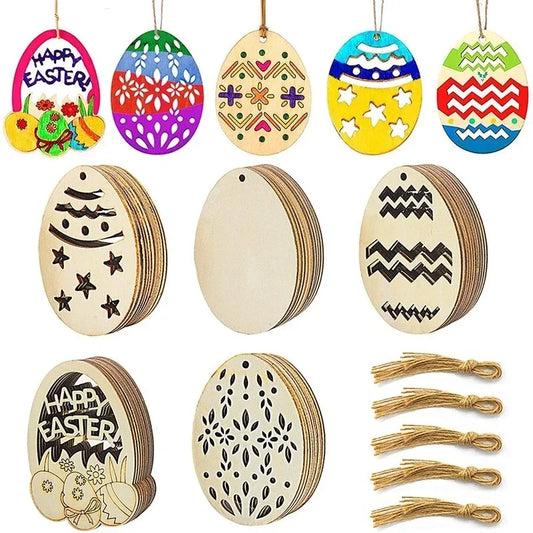 10Pcs DIY Easter Egg Wood Slices
