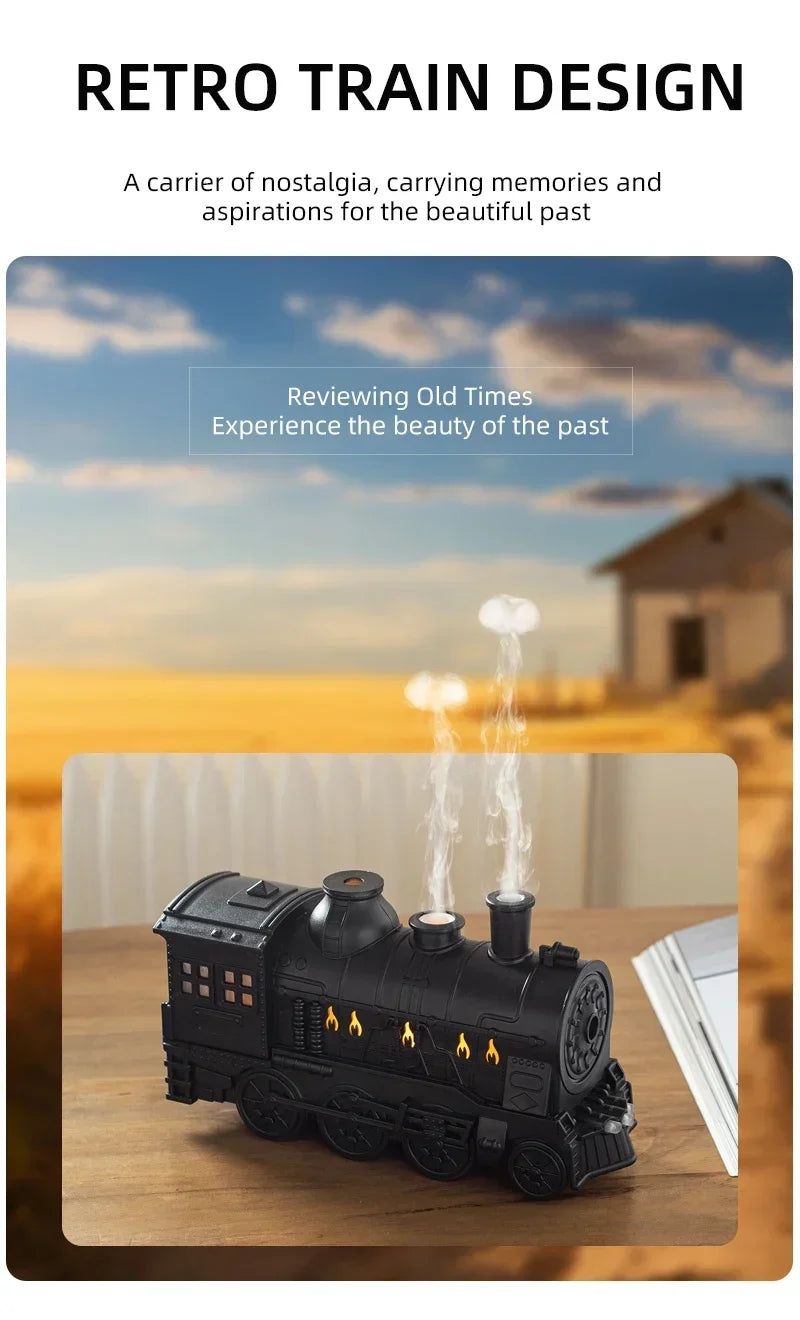 Mini Train-Shaped Aromatherapy Essential Oil Diffuser & Ultrasonic Cool Mist Humidifier