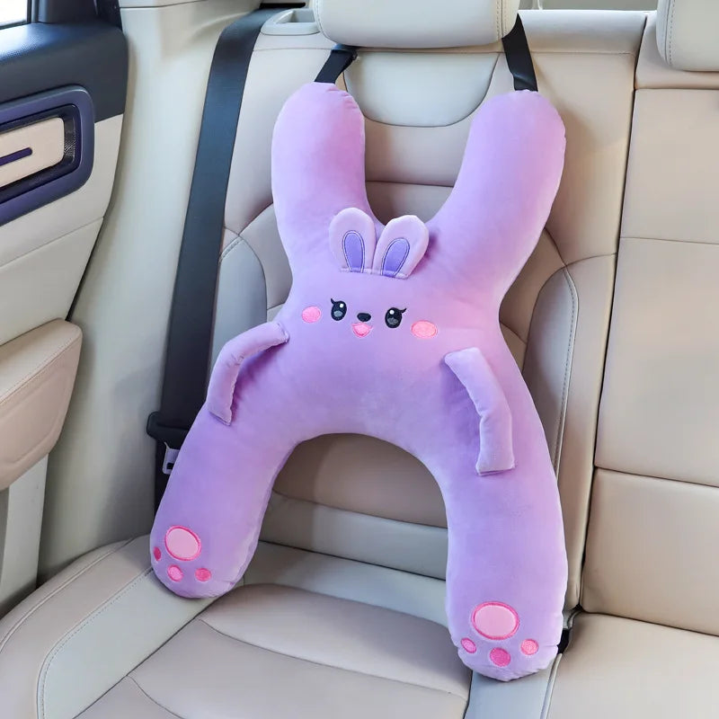 Kids Car Neck Pillow with Seat Belt Safety Sleep Aid Prevent Leaning Head Back