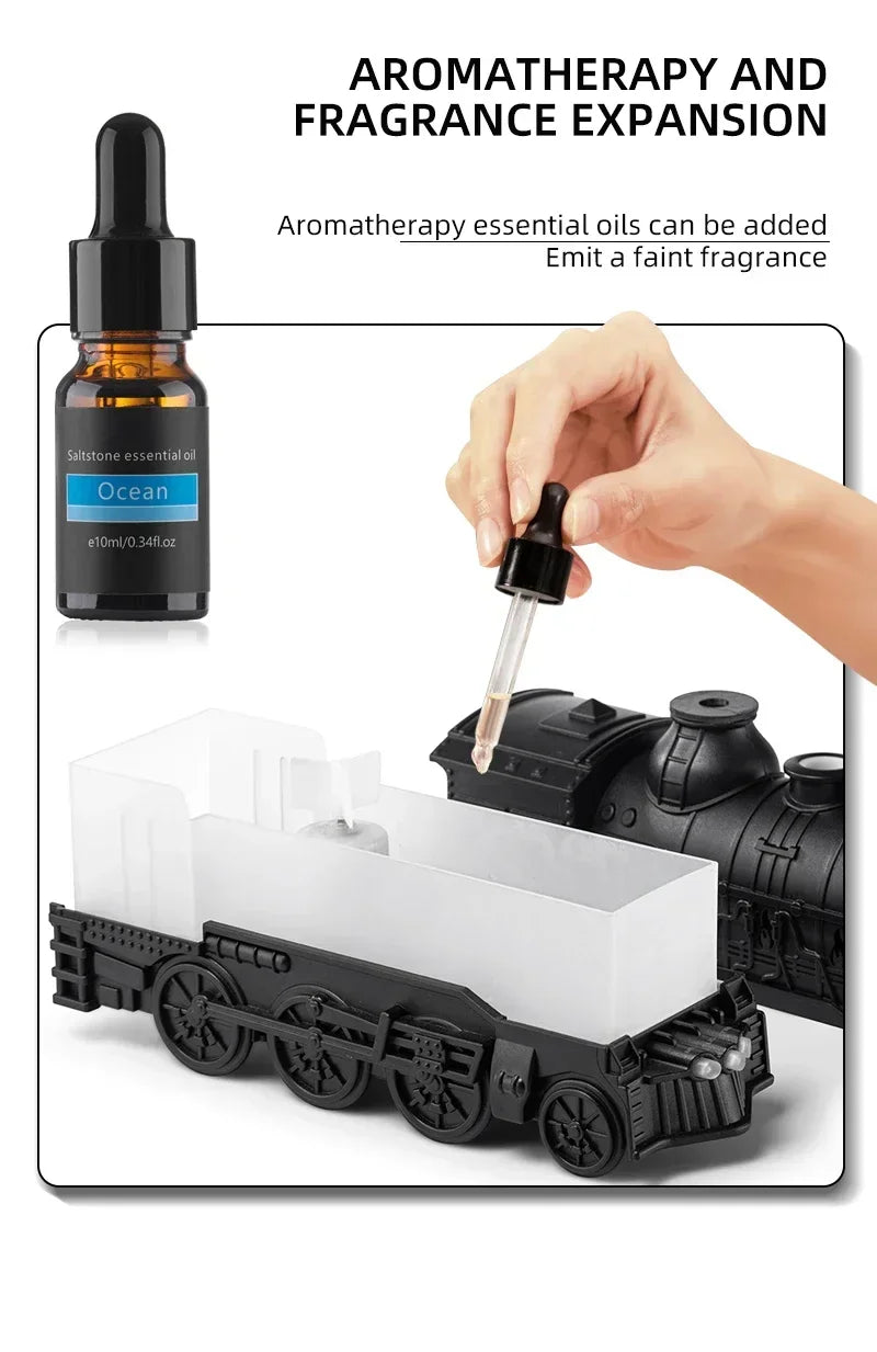 Mini Train-Shaped Aromatherapy Essential Oil Diffuser & Ultrasonic Cool Mist Humidifier