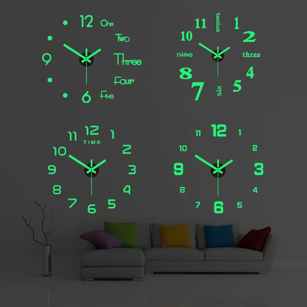 Luminous 3D DIY Wall Clock – Modern Home Décor