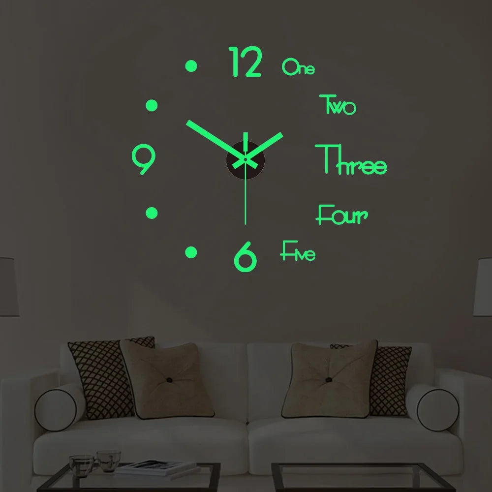 Luminous 3D DIY Wall Clock – Modern Home Décor
