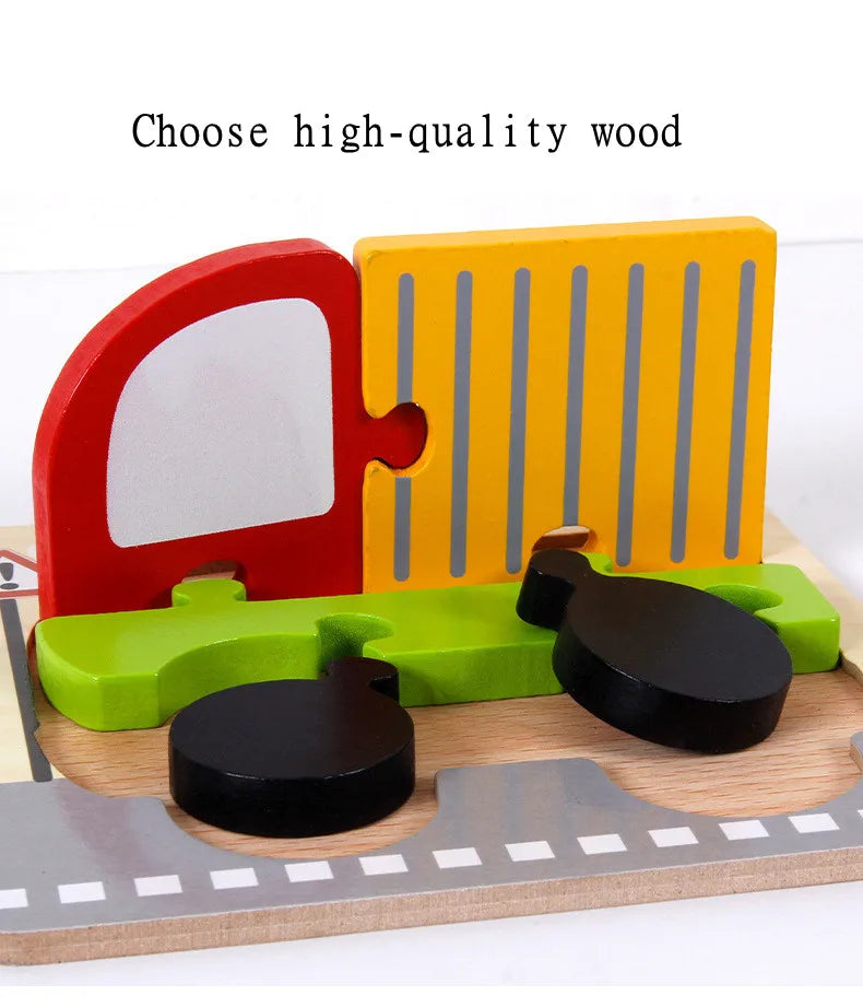 3D Wooden Cartoon Animal & Traffic Puzzle – Early Learning Educational Toy