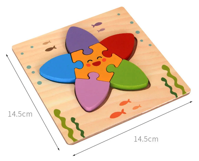 3D Wooden Cartoon Animal & Traffic Puzzle – Early Learning Educational Toy