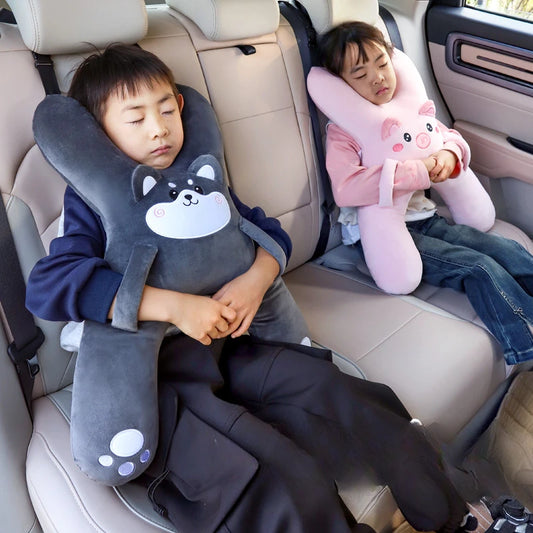 Kids Car Neck Pillow with Seat Belt Safety Sleep Aid Prevent Leaning Head Back