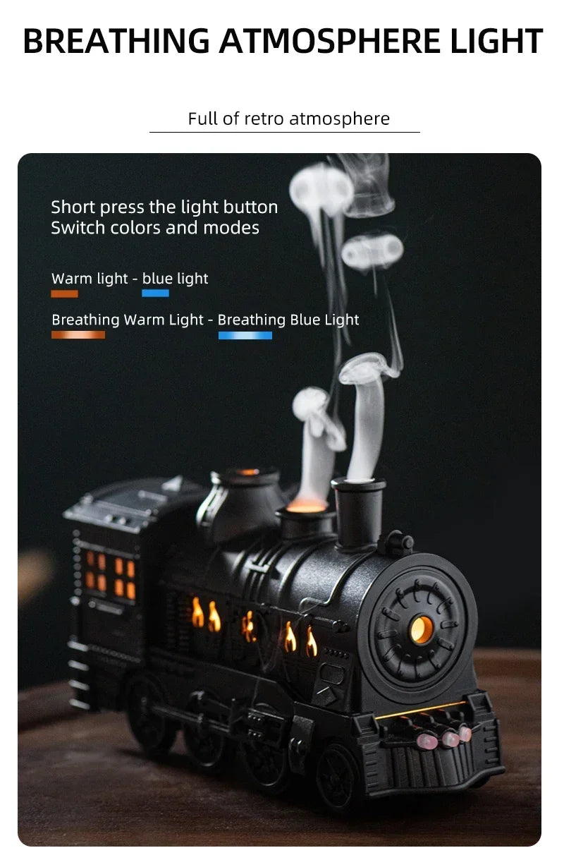 Mini Train-Shaped Aromatherapy Essential Oil Diffuser & Ultrasonic Cool Mist Humidifier