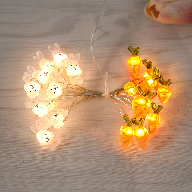 Easter Bunny and Carrot LED String Lights
