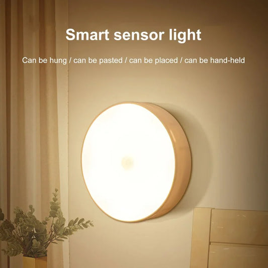 LED Smart Human Body Sensor Night Light – Wireless, USB Rechargeable, Motion-Activated