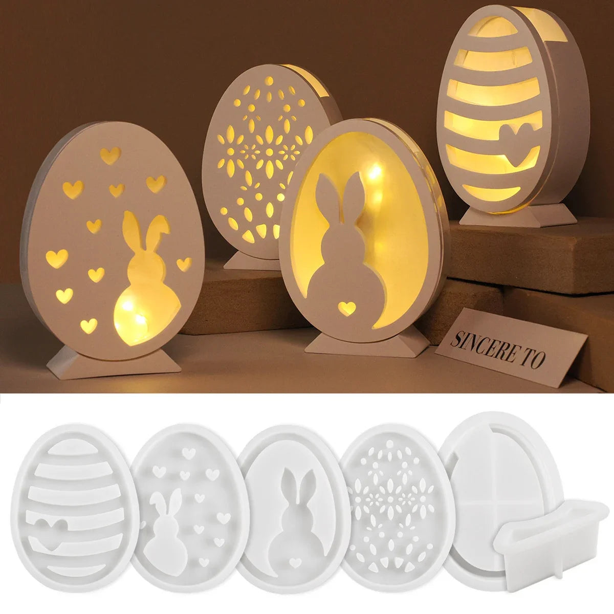 Cute Rabbit Silicone Mold for DIY Easter Bunny LED Night Light