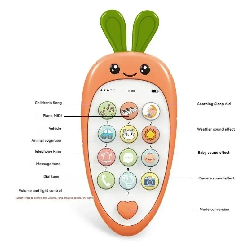 Cartoon Radish Toy Phone – Educational & Interactive Learning for Kids