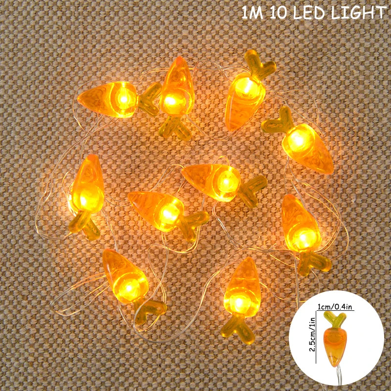 Easter Bunny and Carrot LED String Lights