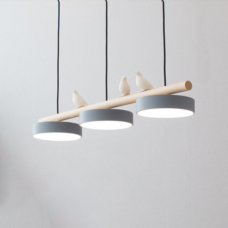 Skandinavische runde Harzvogel-Holz-lineare Insel LED-Kronleuchter-Leuchte