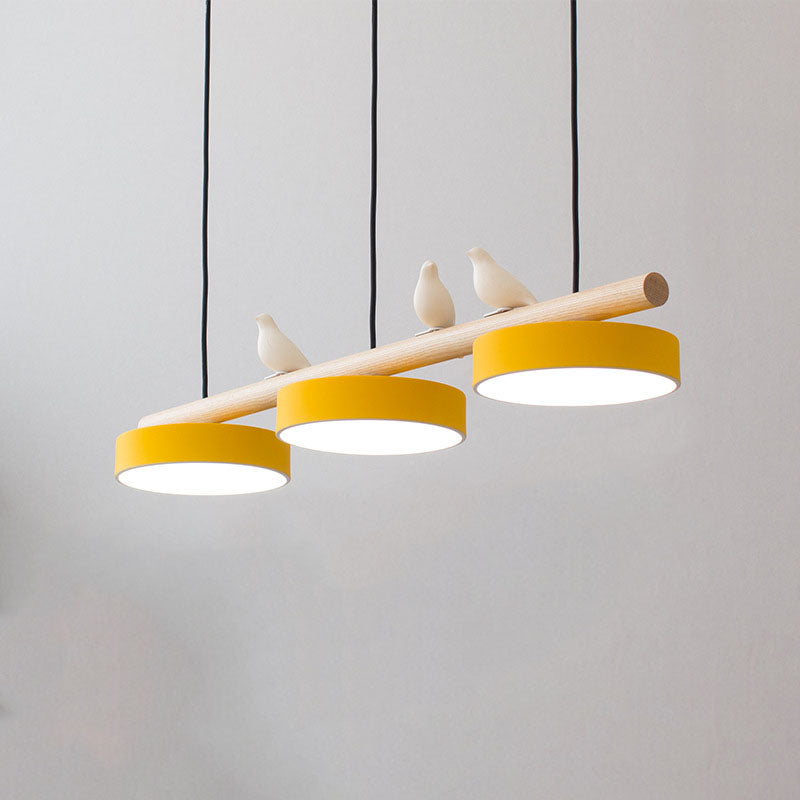 Skandinavische runde Harzvogel-Holz-lineare Insel LED-Kronleuchter-Leuchte