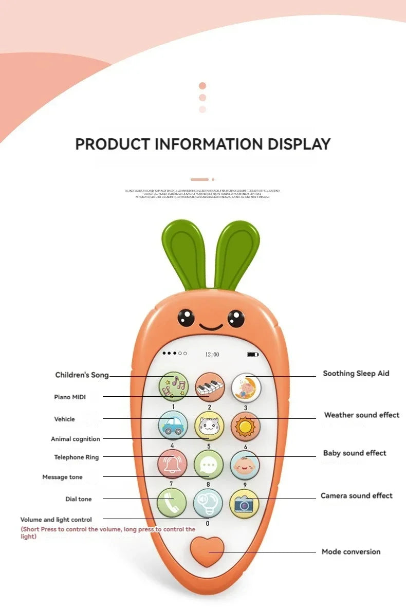 Cartoon Radish Toy Phone – Educational & Interactive Learning for Kids