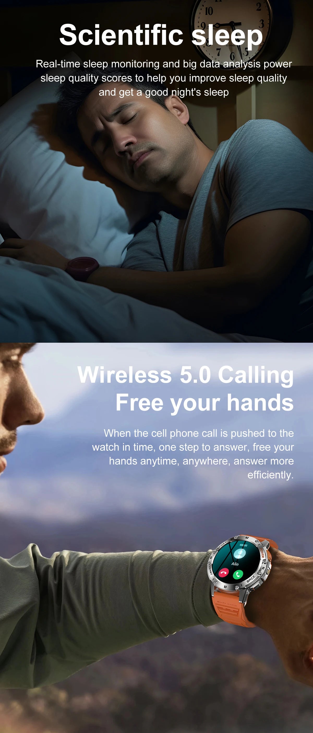 AMOLED Smart Watch – Waterproof Fitness Tracker with Bluetooth Calling