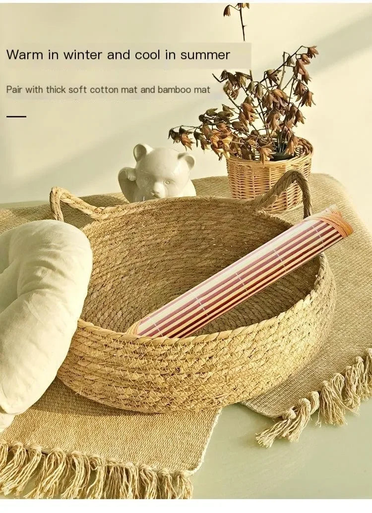 Hand-Woven Rattan Cat Nest – Cozy & Breathable for All Seasons