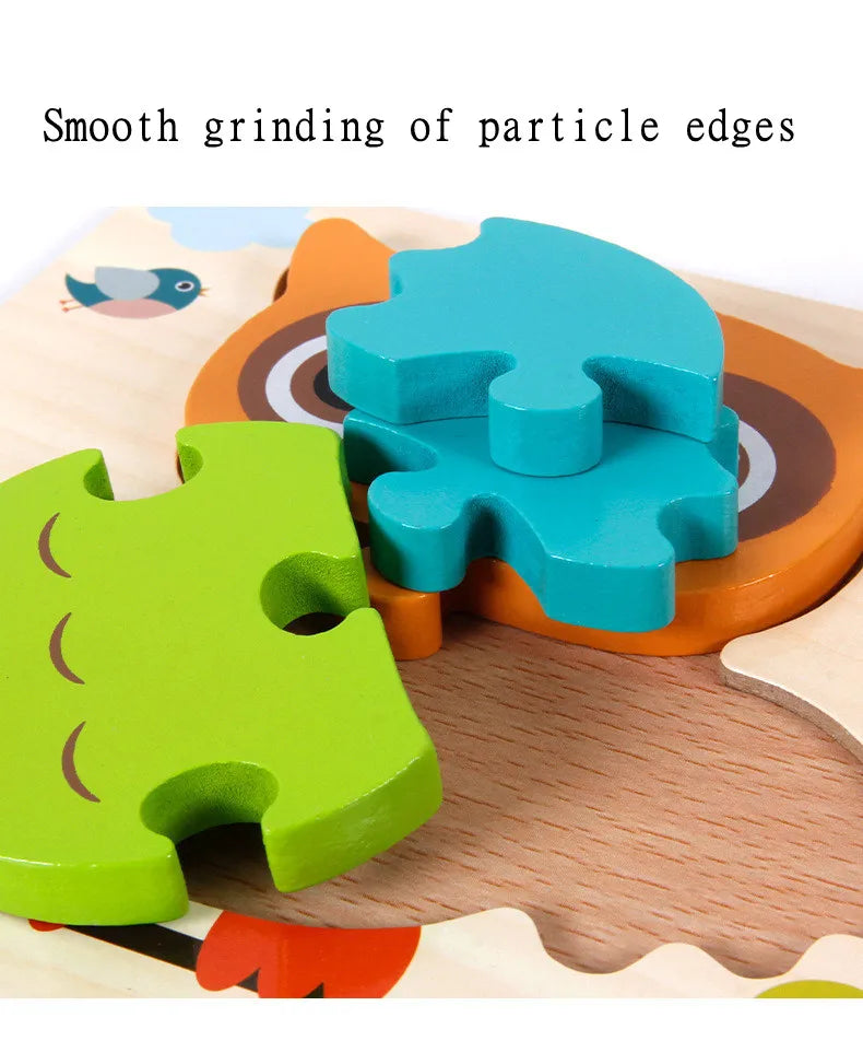 3D Wooden Cartoon Animal & Traffic Puzzle – Early Learning Educational Toy