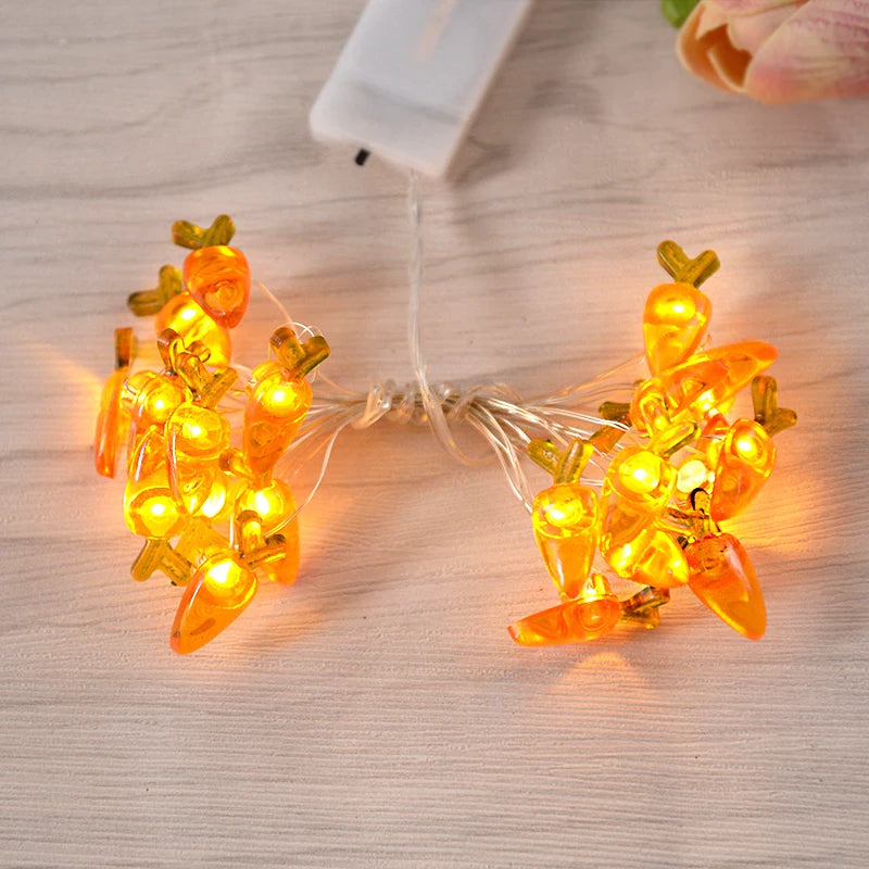 Easter Bunny and Carrot LED String Lights