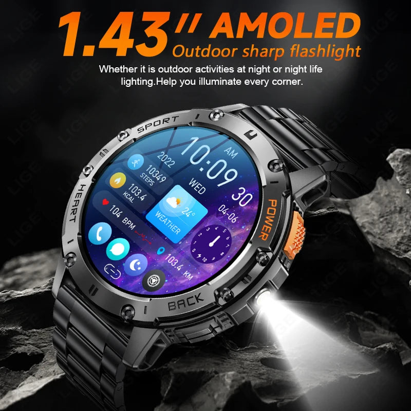 AMOLED Smart Watch – Waterproof Fitness Tracker with Bluetooth Calling