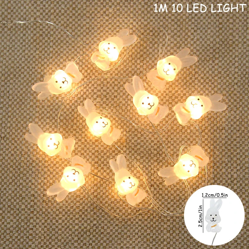 Easter Bunny and Carrot LED String Lights