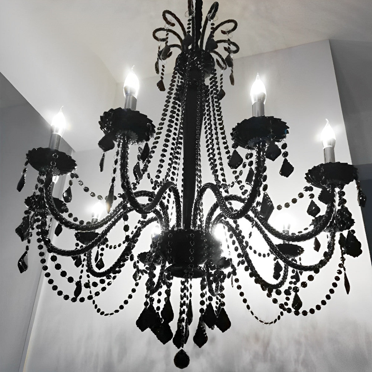 Black Palace Candle Branch Crystal Chandeliers Light