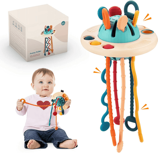 Montessori UFO Silikon-Ziehspielzeug - Innovatives Lernspielzeug für Kinder zur Förderung der Feinmotorik und Fantasie