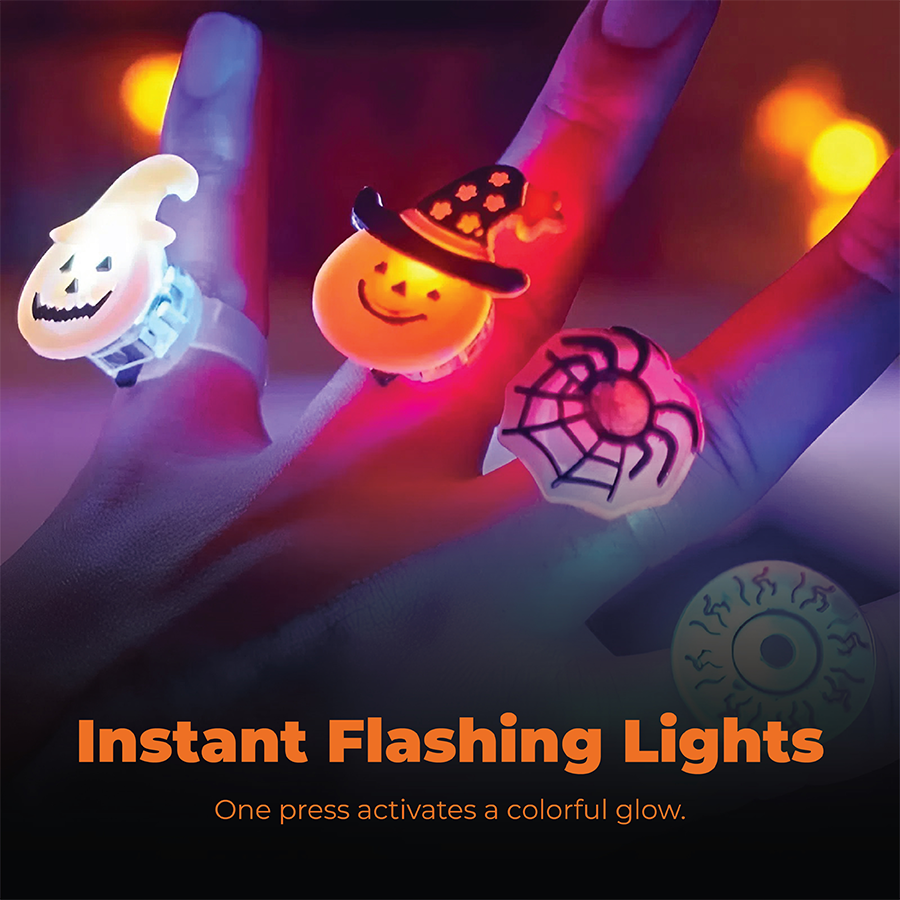 Ventayo – Pakke med lysende Halloween-ringe til fest – 50 stk.