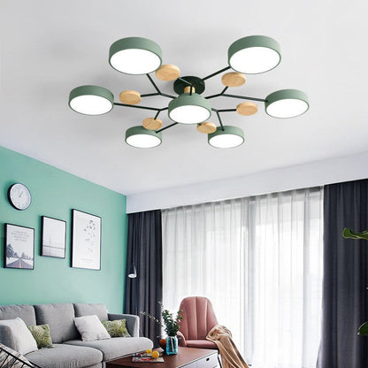 Modern Nordic Round Molecule Branch Design LED Semi-Flush Mount Ceiling Light