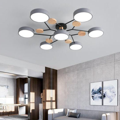 Modern Nordic Round Molecule Branch Design LED Semi-Flush Mount Ceiling Light
