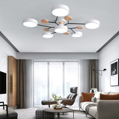 Modern Nordic Round Molecule Branch Design LED Semi-Flush Mount Ceiling Light
