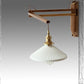 Scandinavian Cream White Striped Glass Walnut Retractable Light Wall Sconce Lamp