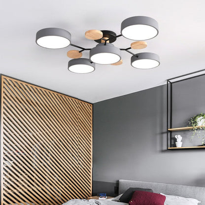 Modern Nordic Round Molecule Branch Design LED Semi-Flush Mount Ceiling Light