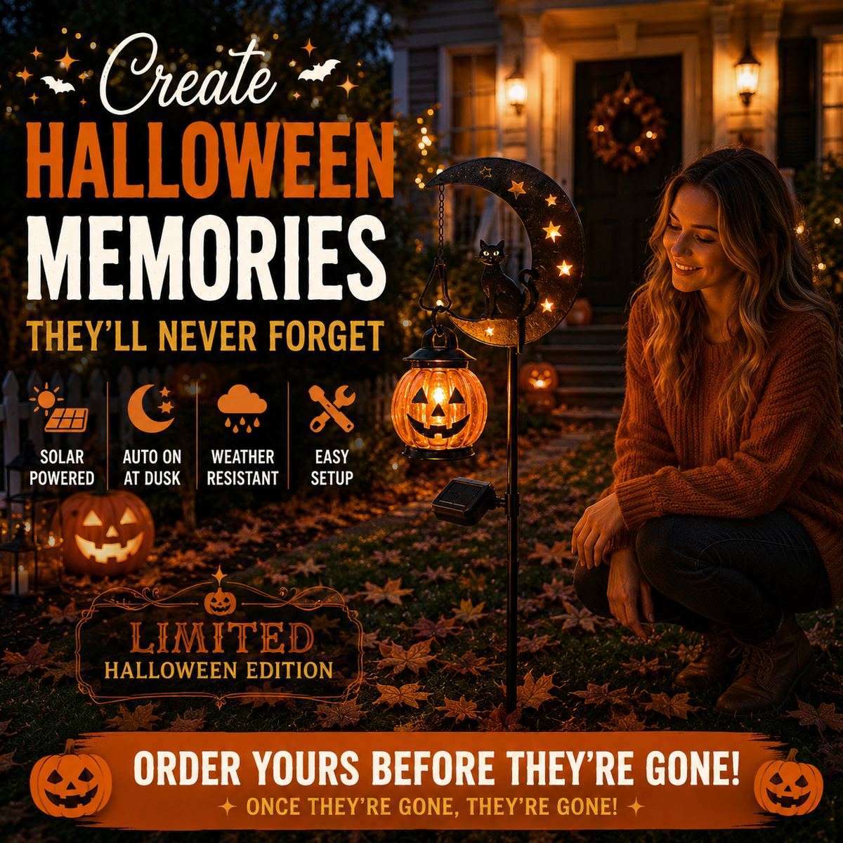 Ventayo – Solcelledrevet Halloween-havelampe