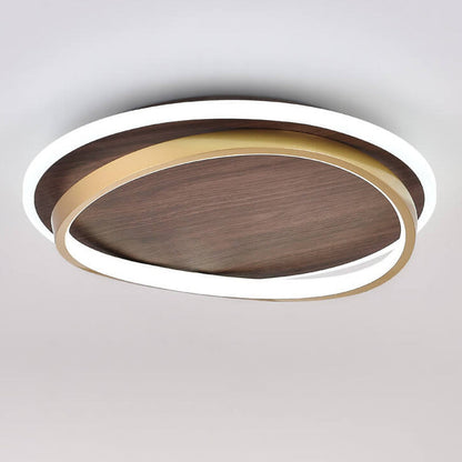 Nordic Minimalist Walnut LED Flush Mount Ceiling Light